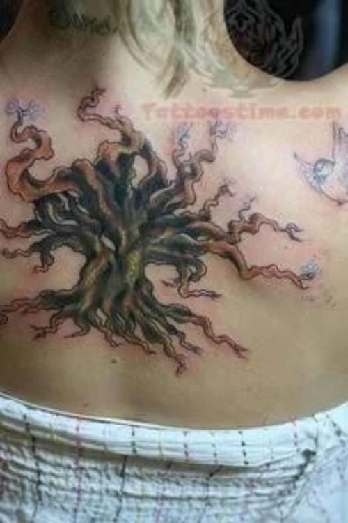 Awesome Back Tree Tattoo