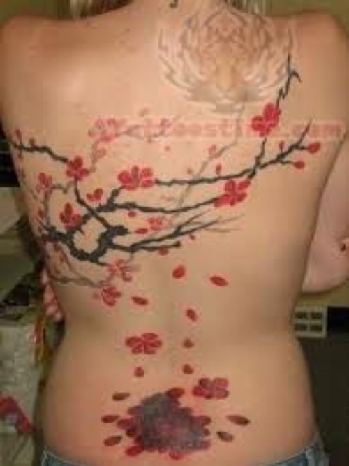 Flower Tree Tattoo On Back