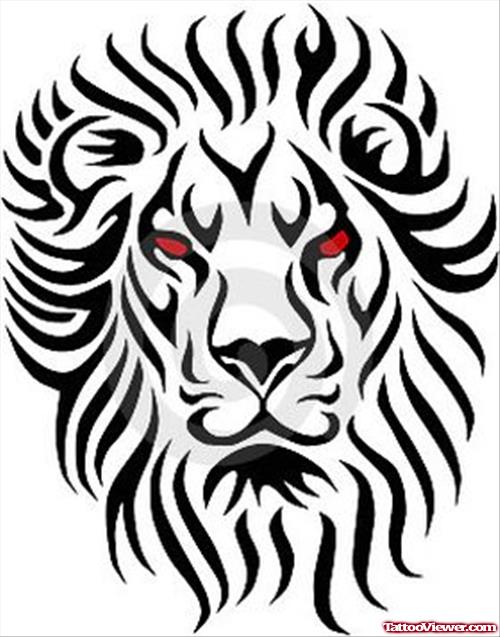 Red Eyes Tribal Lion Head Tattoo Design