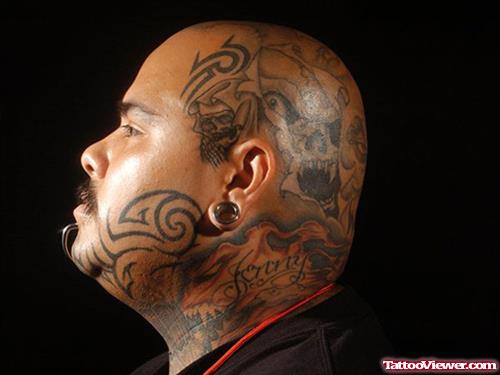 Tribal Tattoo On Face And Head
