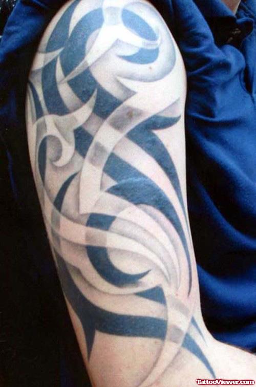Right Half sleve Black Ink Tribal Tattoo For Men