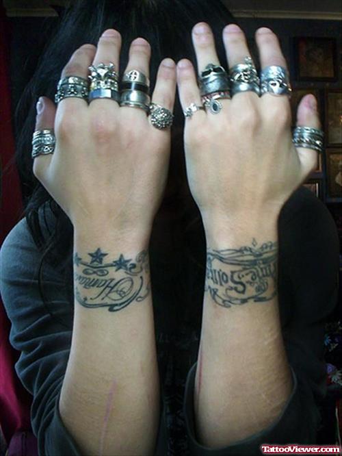 Tribal And Stars Tattoos on Wrists