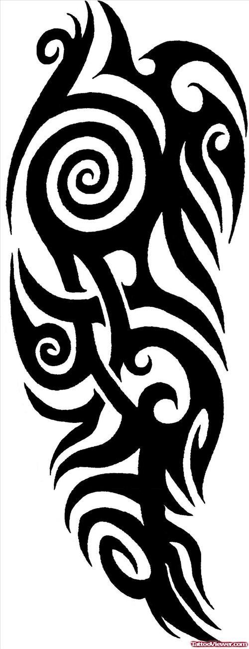 Black Ink Tribal Tattoo Design For Half Sleeve