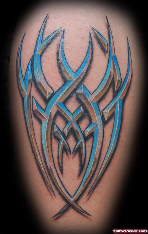 Blue Ink Tribal Tattoo