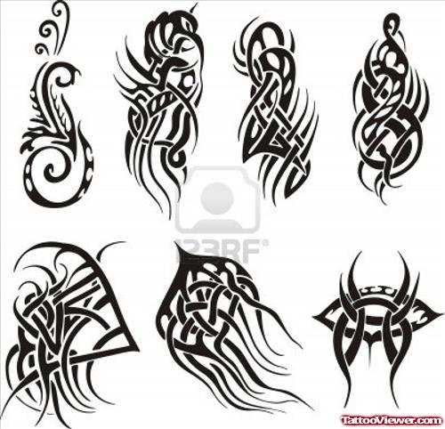 Black Ink Tribal Tattoos Design For Guys