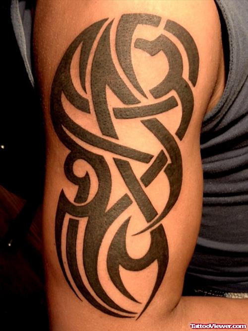 Bicep Black Ink Tribal Tattoo