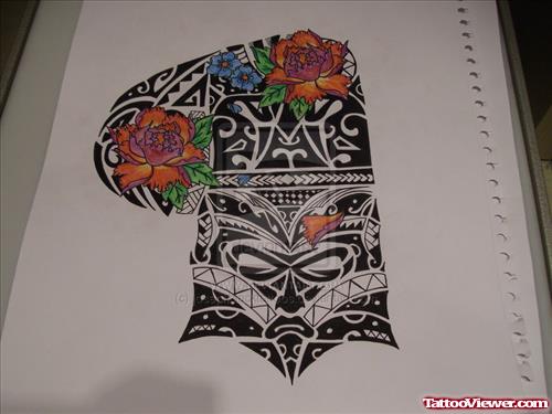 Attractive Black Ink Maori Tribal Tattoo Design