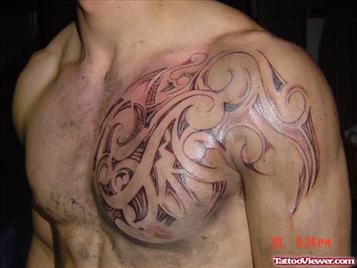 Cuban Tribal Man Chest Tattoo