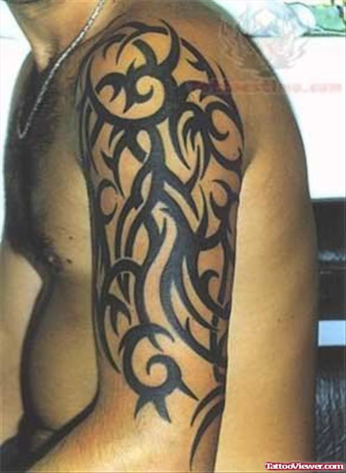 Tribal Tattoo On Half Sleeve for Men