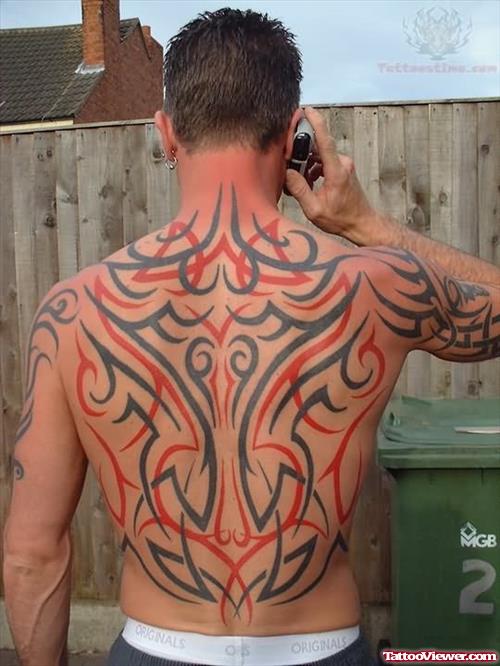 Tribal Tattoo On Full Back