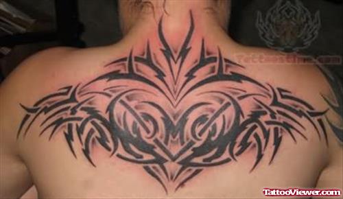 Tribal Tattoo On Upperback For Men