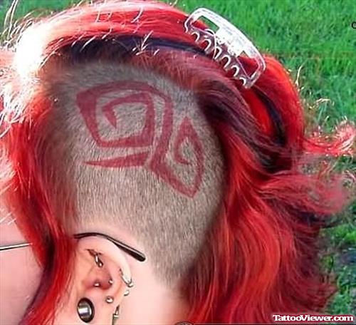Tribal Tattoo On Girl Head