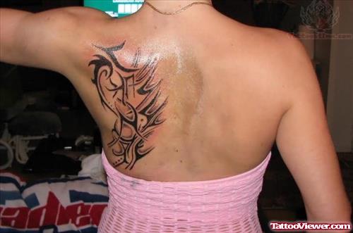 Tribal Tattoo On Back Shoulder