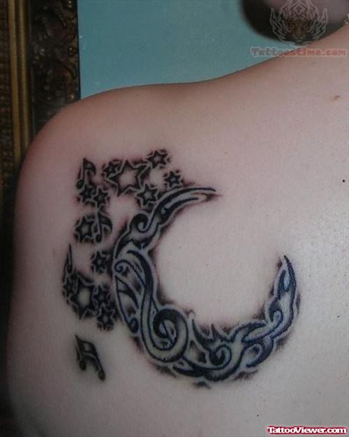 Tribal Moon and Star Tattoo