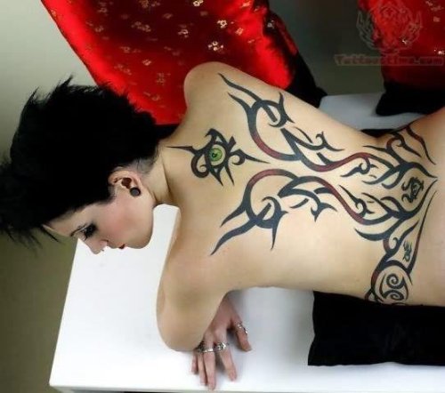 Tribal Tattoo On Girl Back