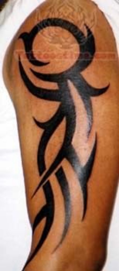 Wonderful Black Tribal Tattoo On Biceps
