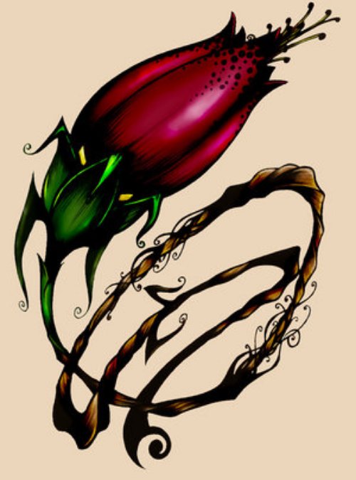 Tribal Red Flower Tattoo Design