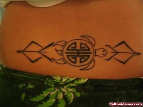 Symbolic Turtle Tattoo On Lower Waist