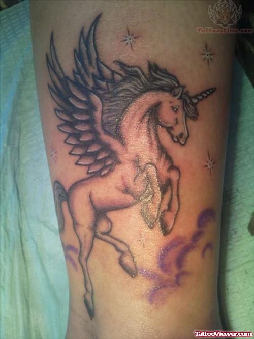 Unicorn Leg Tattoo