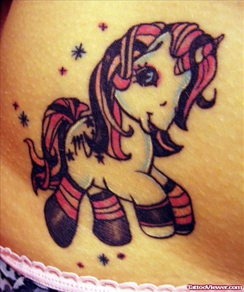 Tiny Unicorn Tattoo On Hip