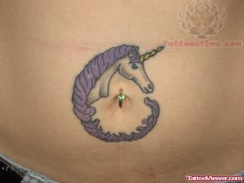 Awesome Unicorn Tattoo On Belly