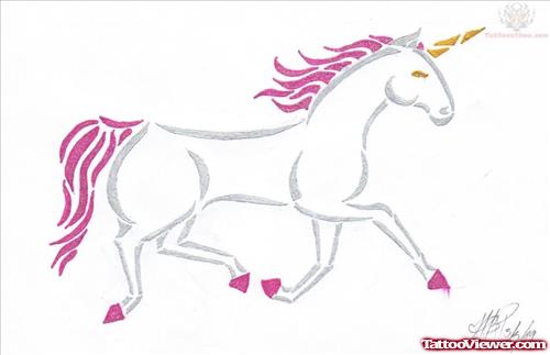 Running Unicorn Tattoo Design