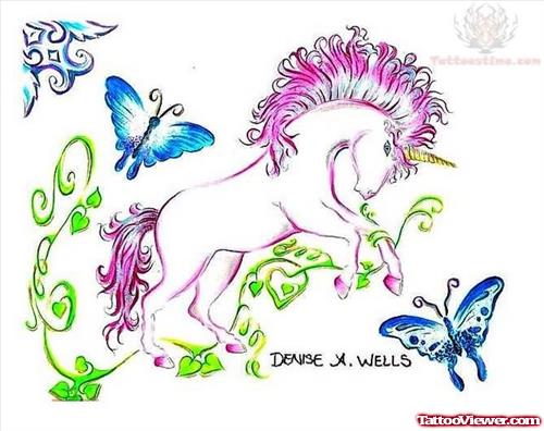 Beautiful Unicorn Tattoo Pattern