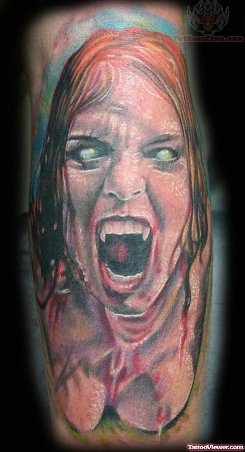 Angry Vampire Tattoo