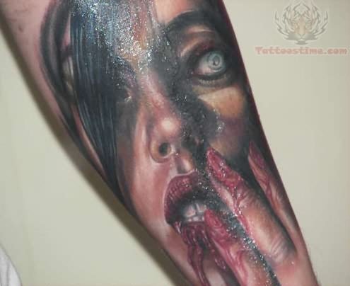Female Portrait Vampire Tattoo