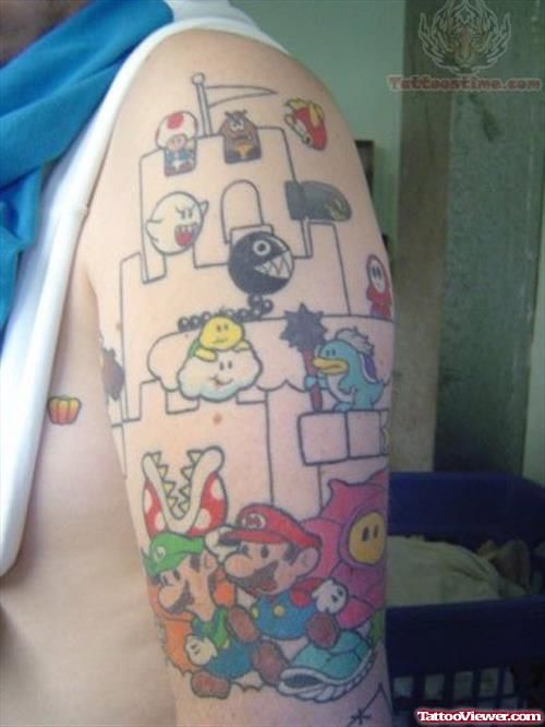 All Video Game Tattoo On Bicep