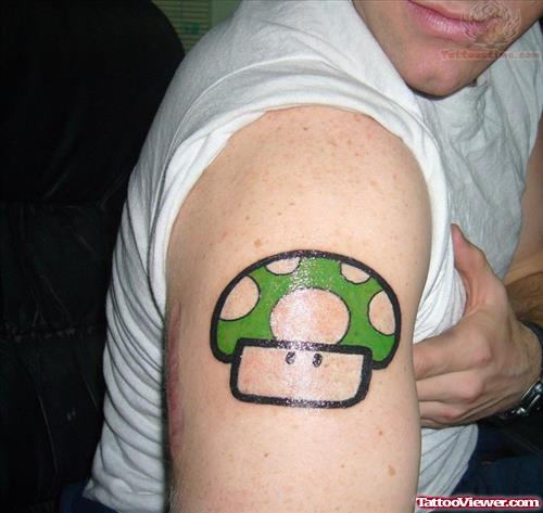 Green Mushroom Gaming Tattoo