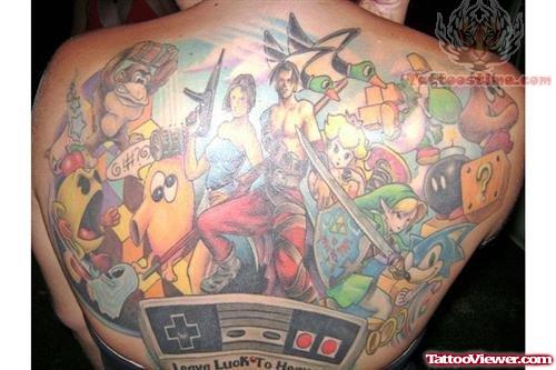 Full Back Video Game Tattoo