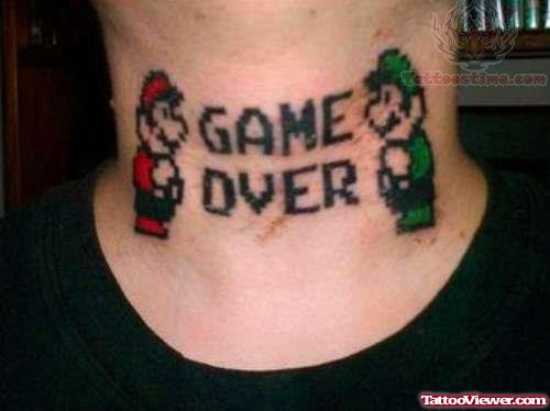 Game Over Tattoo On Neck