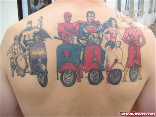 Video Game Super Heros Tattoos On Back