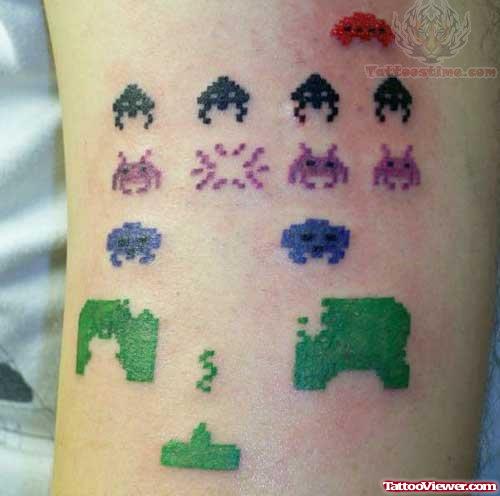 Space Invaders - Video Games Tattoo