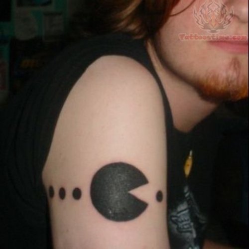 Black Ink Pacman Tattoo