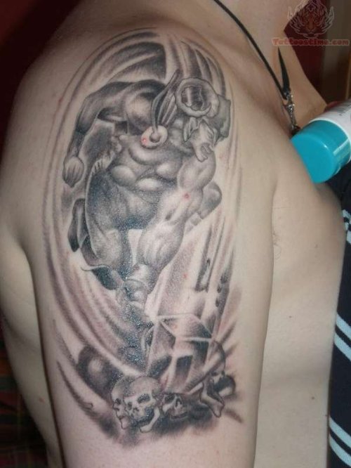 Viking Warrior Tattoo On Bicep