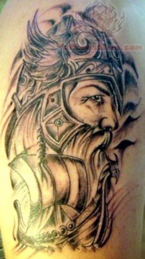 Viking Tattoo On Half Sleeve