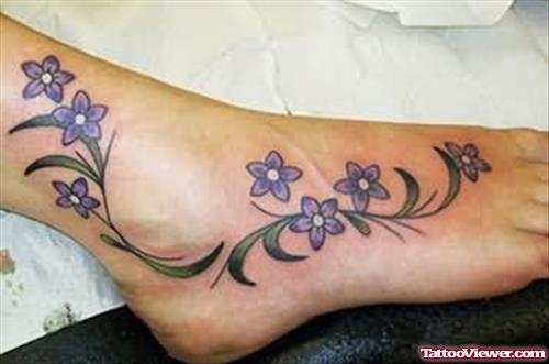 Vine Flower Tattoo On Foot