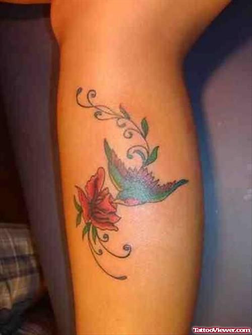 Vine Flower And Bird Tattoo