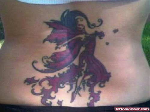 Fairy Colourful Tattoo On Waist
