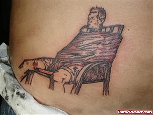 Chair-Sitting Tattoo On Waist