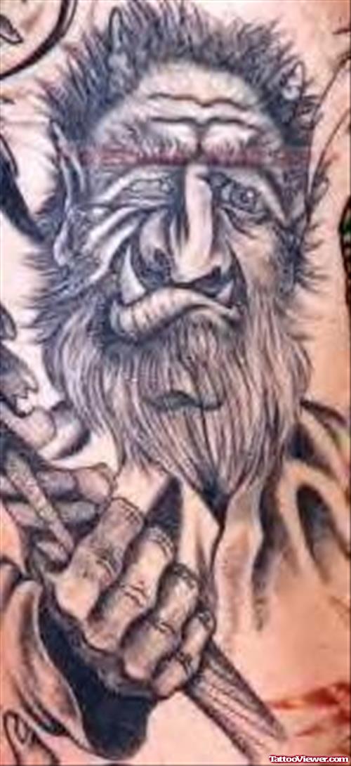 Angry Old Warrior Tattoo