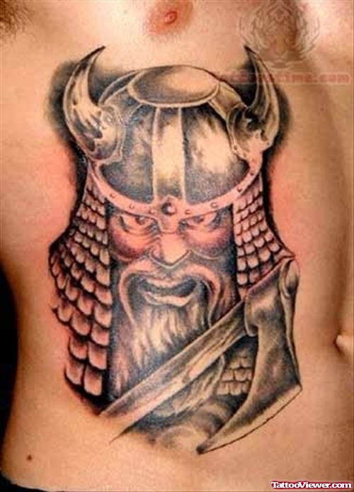 Angry Red Faced Warrior Tattoo