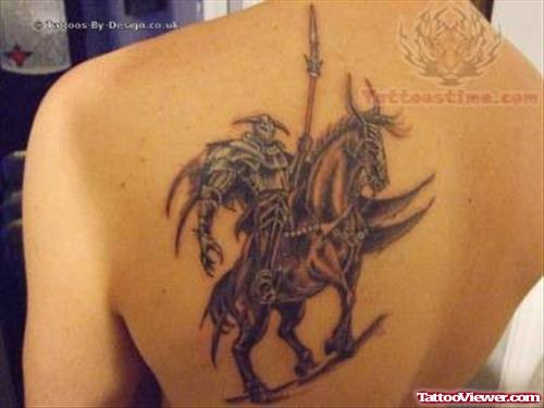 Dark Warrior Tattoo On Back