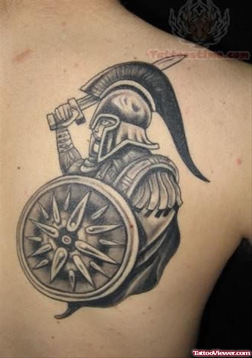 Warrior Tattoo on Back Shoulder