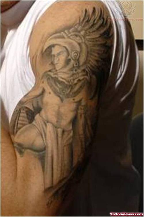Aztec Warrior Tattoo On Muscles
