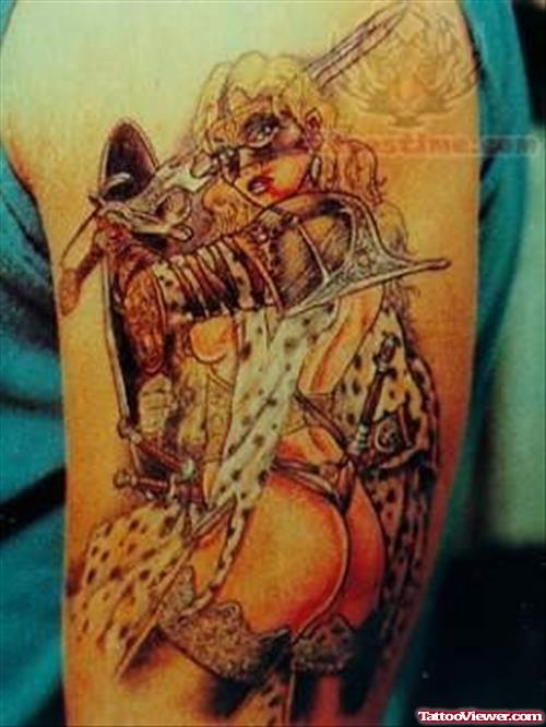 Hot Female Warrior Tattoo