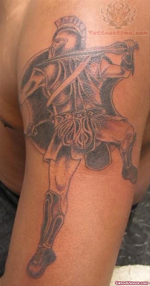 Warrior Tattoo On Bicep For Men