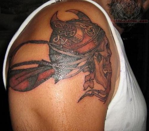 Viking Skull Tattoo On Shoulder